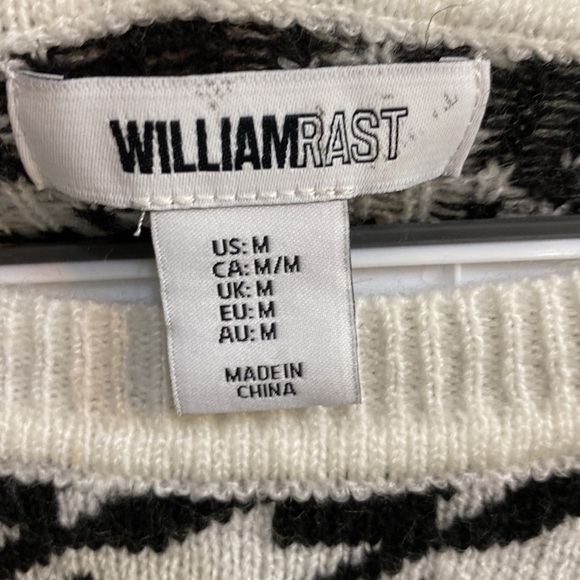 William Rast Geometric Black and White Cropped Sweater Women’s Size Medium - Picture 2 of 6